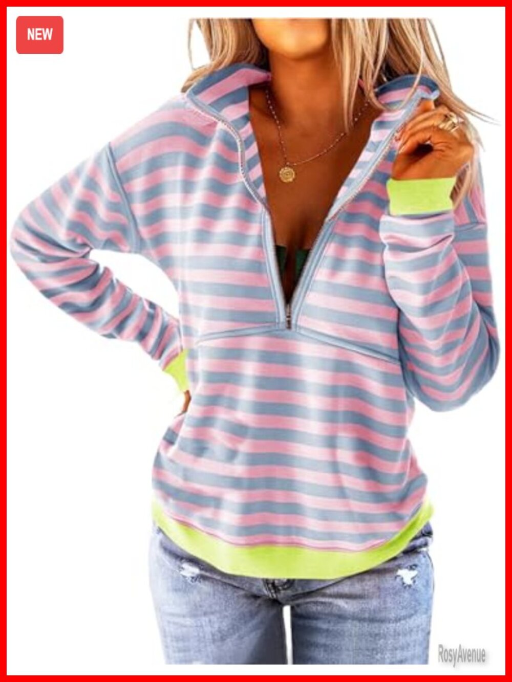 Women's Long Sleeve Half Zip Sweatshirt Loose Fit Casual Pullover Top